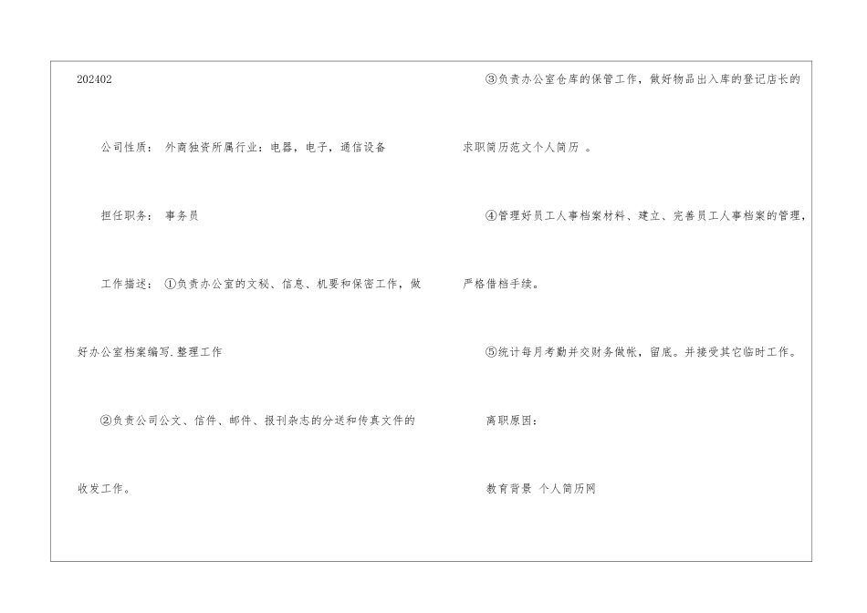 店长个人基本简历模板_第3页