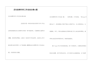 店长助理年终工作总结合集6篇