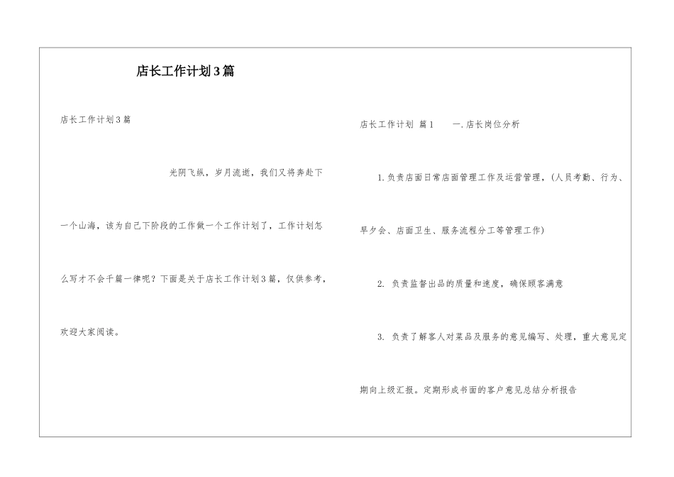 店长工作计划3篇_第1页