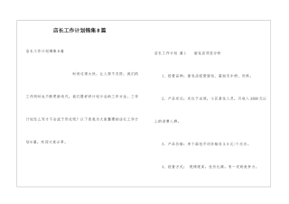 店长工作计划锦集8篇