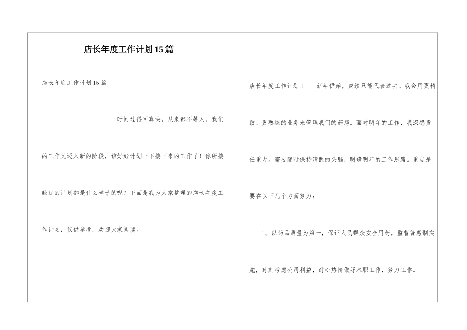 店长年度工作计划15篇_第1页