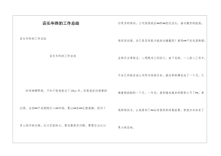 店长年终的工作总结