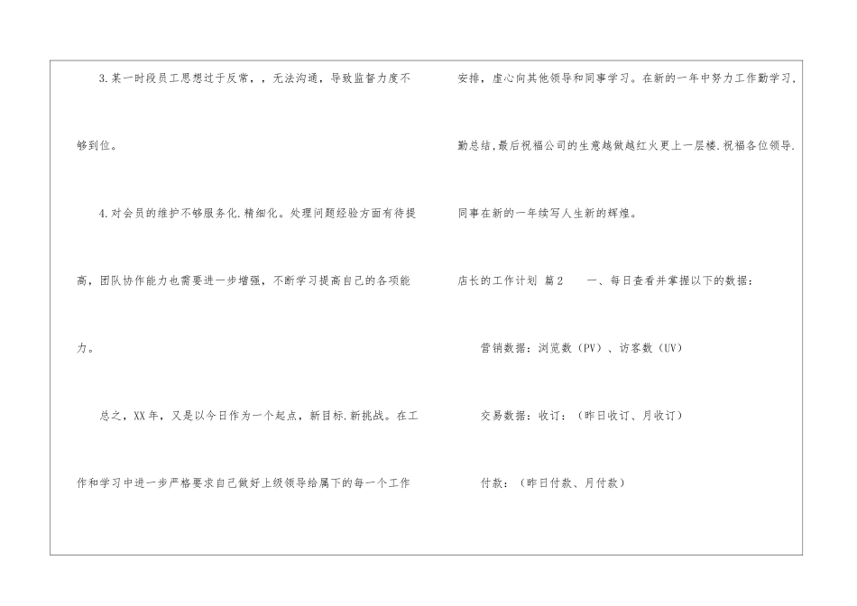 店长的工作计划3篇_第3页