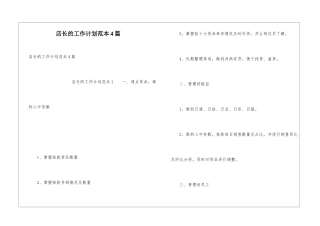 店长的工作计划范本4篇