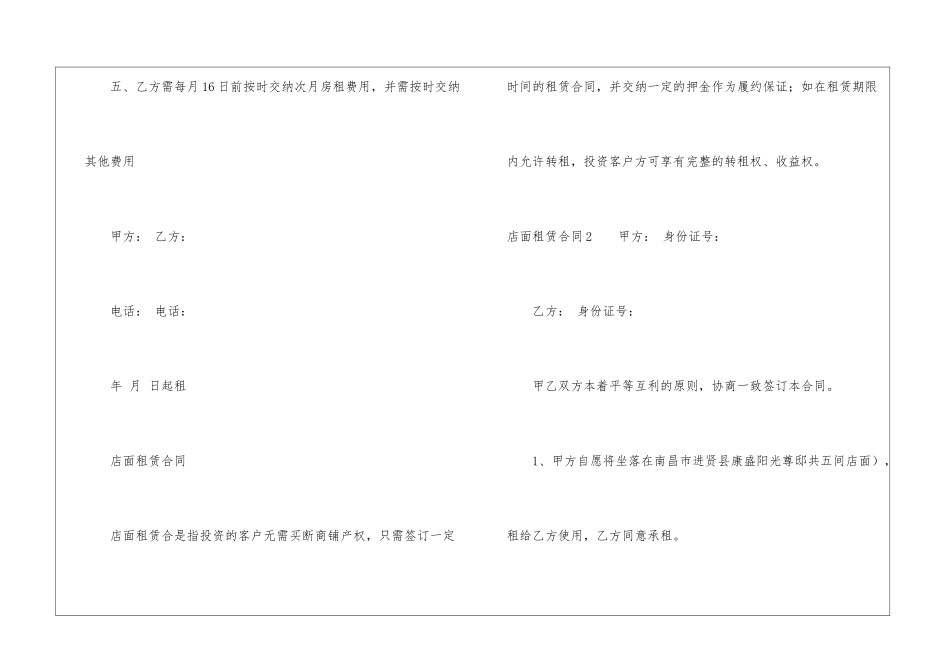 店面租赁合同合集15篇_第2页