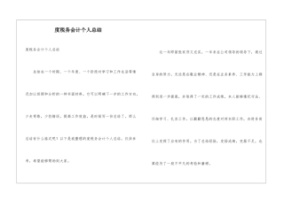 度税务会计个人总结