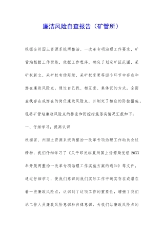 廉洁风险自查报告-