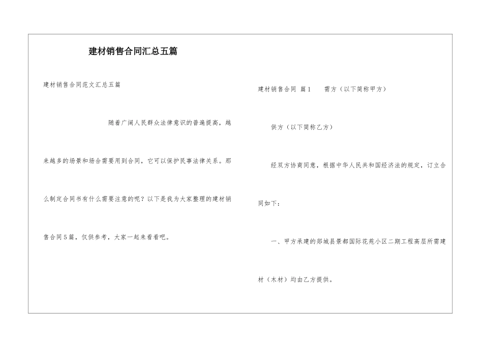 建材销售合同汇总五篇_第1页