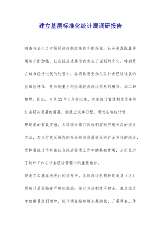 建立基层标准化统计局调研报告-