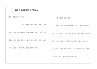 建筑公司总经理个人工作总结