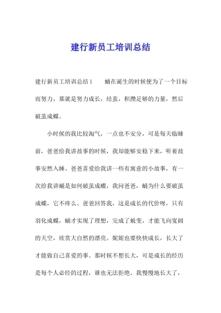 建行新员工培训总结