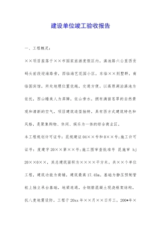 建设单位竣工验收报告-