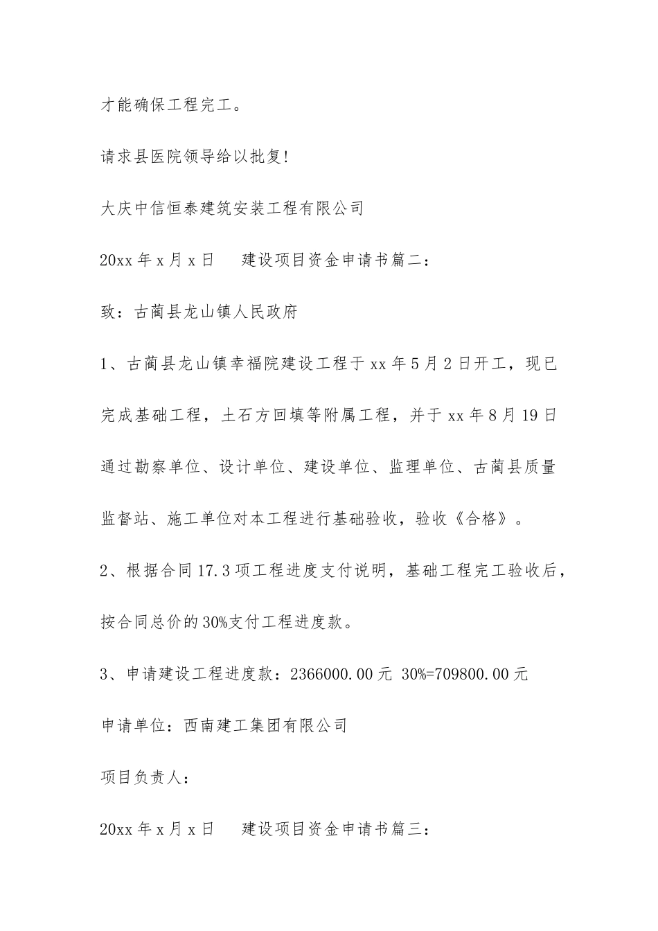 建设项目资金申请书_第2页