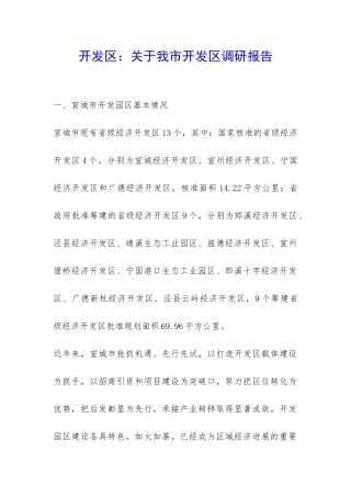 开发区：关于我市开发区调研报告-