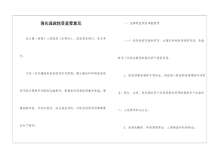 强化县政投资监管意见
