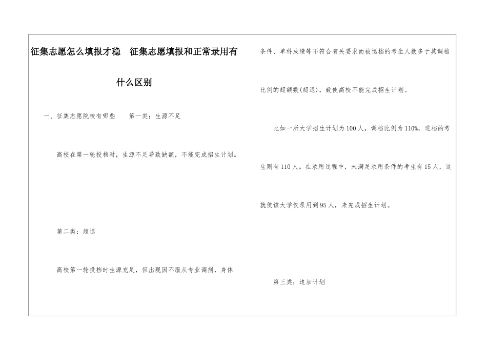 征集志愿怎么填报才稳--征集志愿填报和正常录取有什么区别_第1页