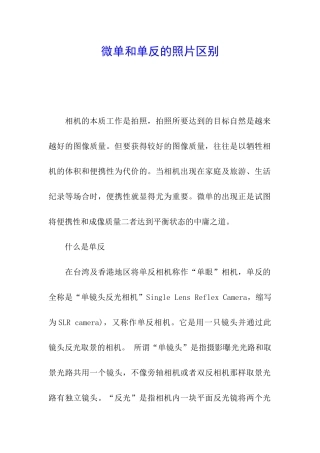 微单和单反的照片区别