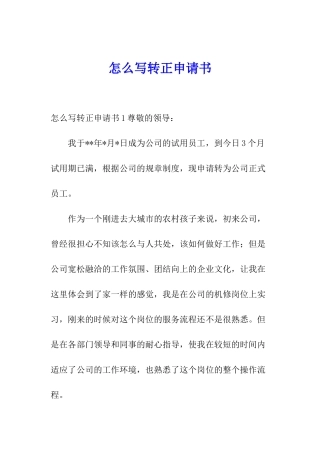 怎么写转正申请书