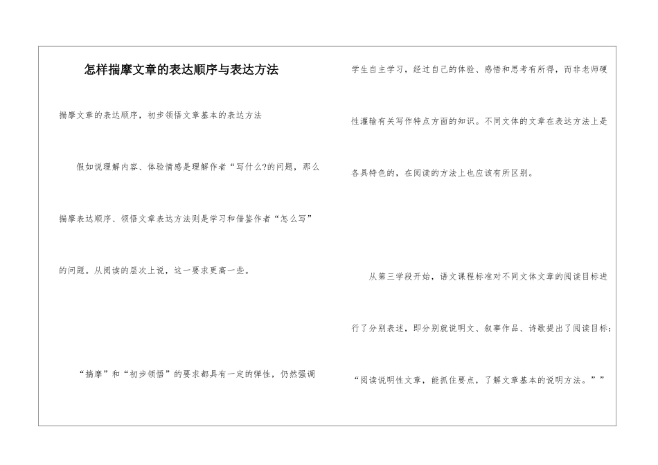 怎样揣摩文章的表达顺序与表达方法-_第1页
