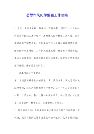 思想作风纪律整顿工作总结-