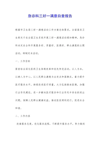 急诊科三好一满意自查报告-