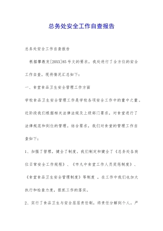 总务处安全工作自查报告-