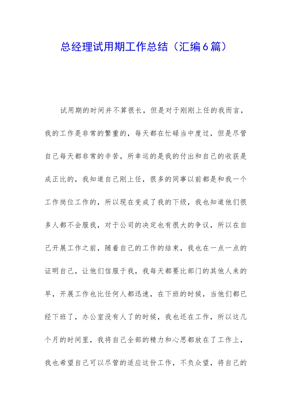 总经理试用期工作总结_第1页