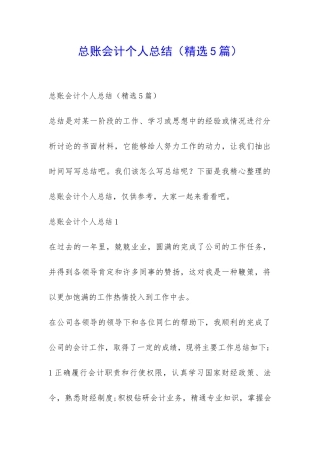 总账会计个人总结-