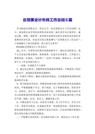 总预算会计年终工作总结5篇