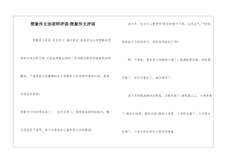 想象作文加教师评语-想象作文评语