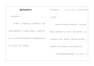 感怀的优秀作文