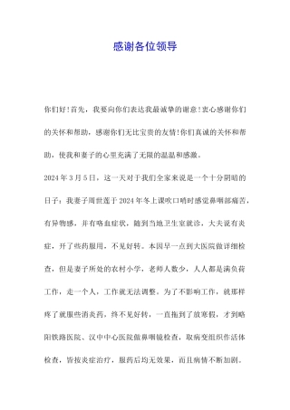 感谢各位领导