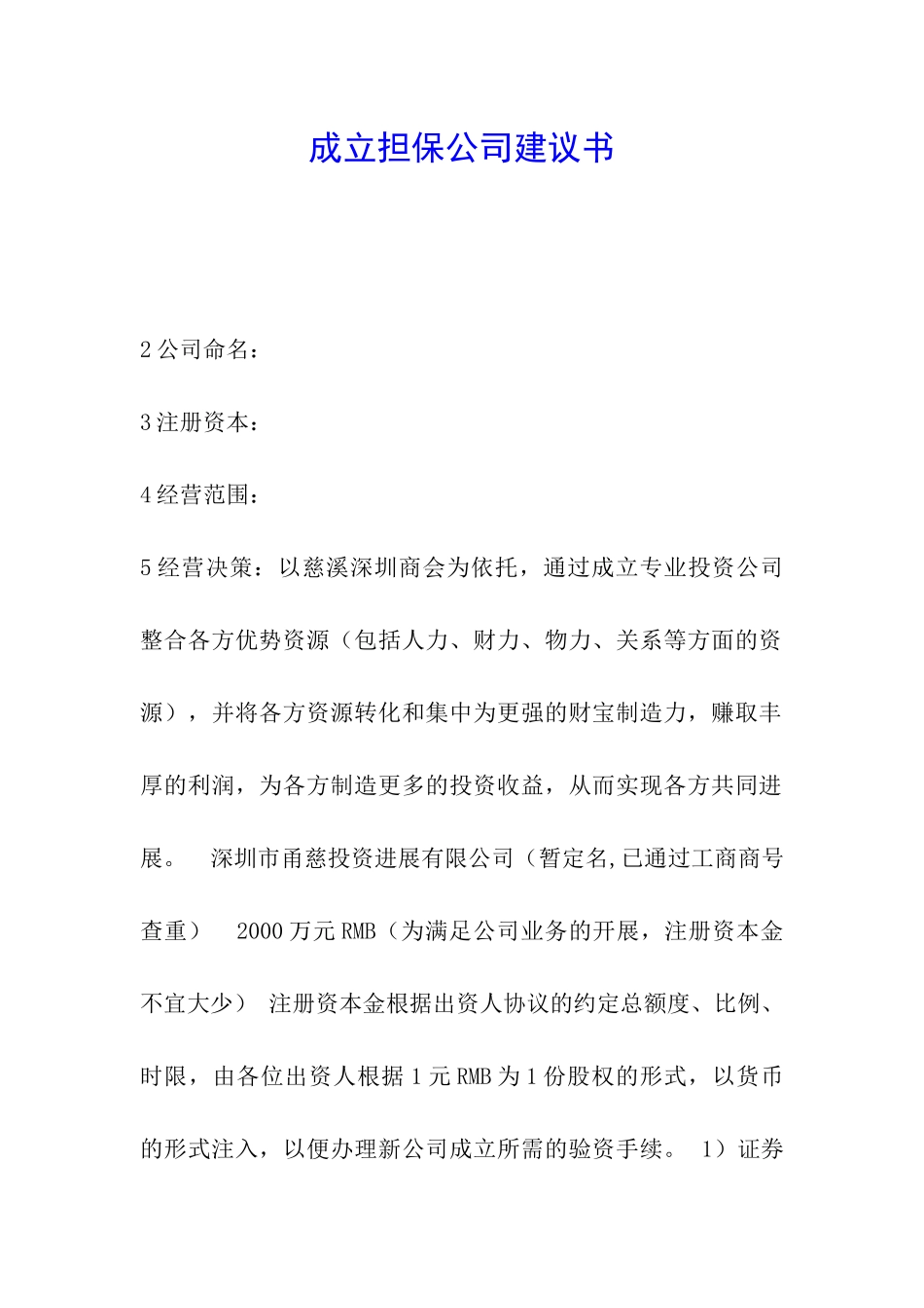 成立担保公司建议书_第1页