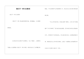 我们不一样大壮歌词