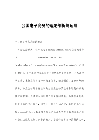 我国电子商务的理论剖析与运用