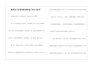 我学会了打羽毛球-我学会了作文550字-