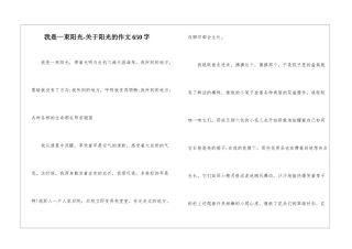 我是一束阳光-关于阳光的作文650字