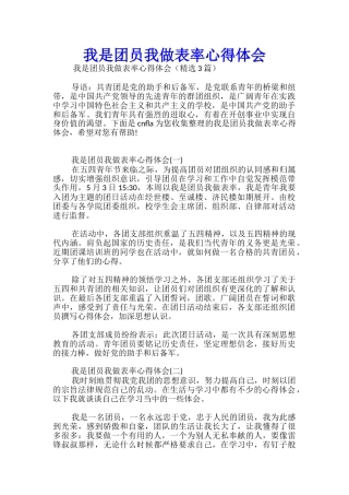 我是团员我做表率心得体会