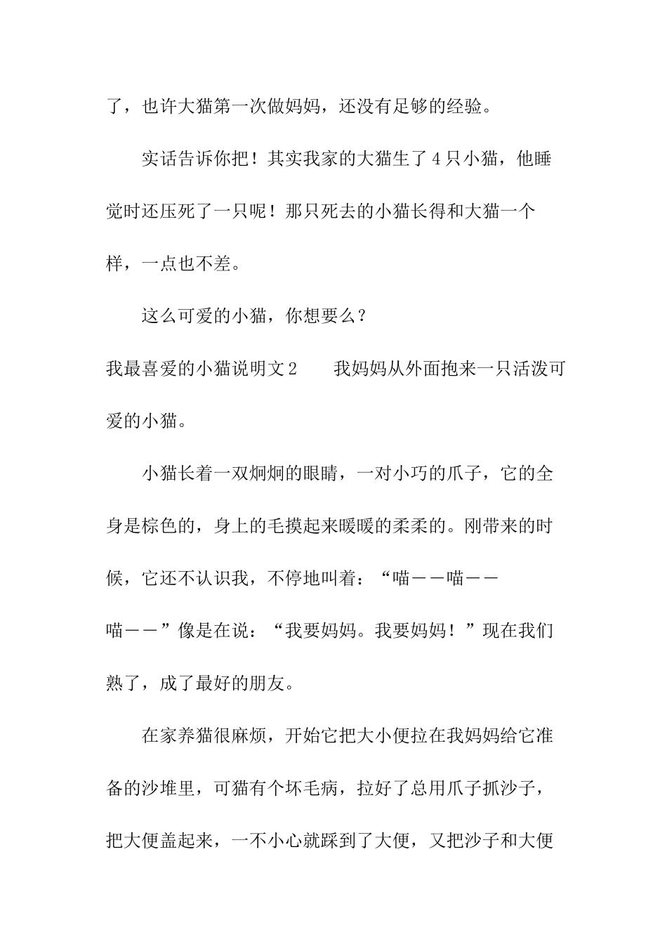 我最喜欢的小猫说明文_第2页