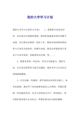 我的大学学习计划