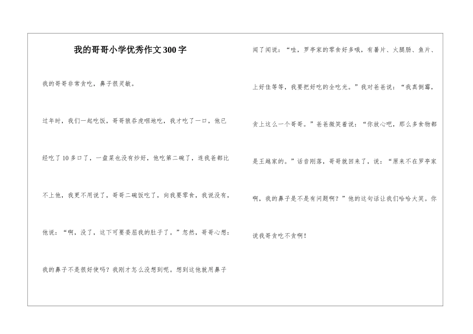 我的哥哥小学优秀作文300字_第1页