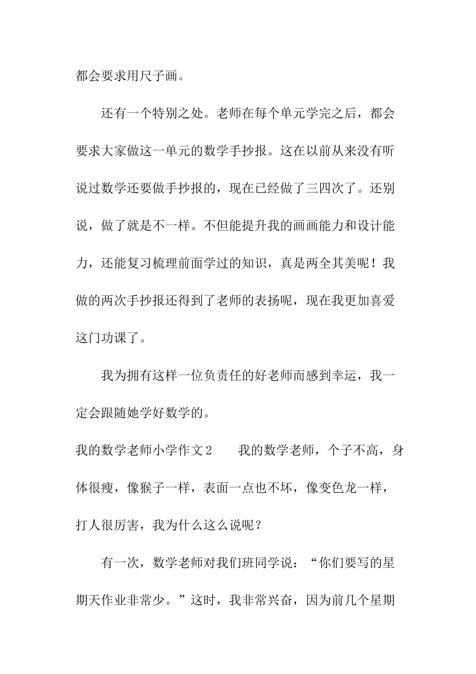 我的数学老师小学作文_第2页