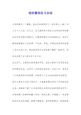 我的暑假实习总结-