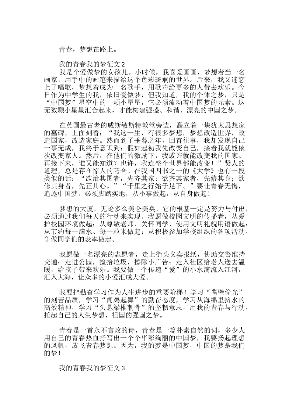 我的青春我的梦征文_第2页