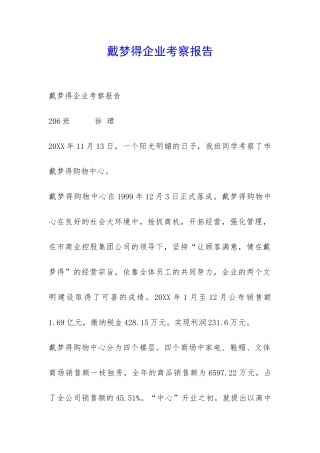 戴梦得企业考察报告-