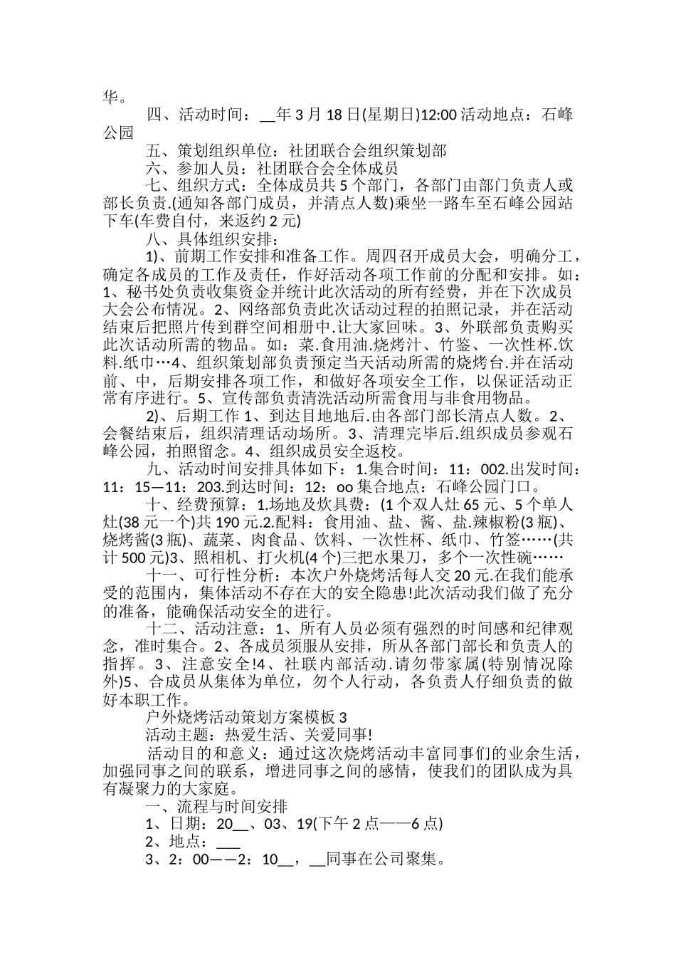 户外烧烤活动策划方案模板5篇_第3页