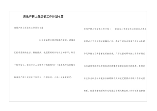 房地产新上任店长工作计划6篇