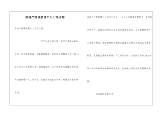 房地产经理助理个人工作计划