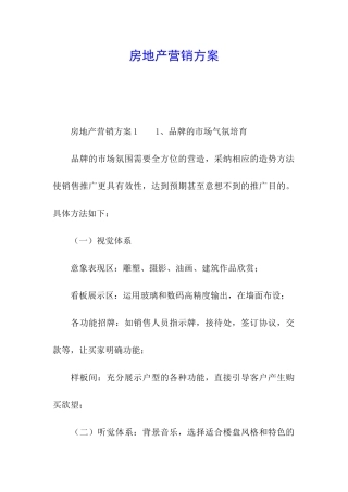 房地产营销方案