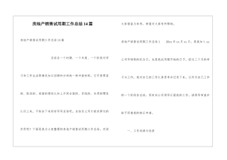 房地产销售试用期工作总结14篇